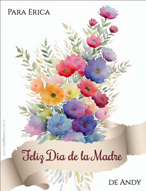 Tarjeta para personalizar de Día de la madre., Ramo de flores