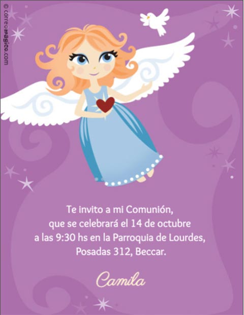 Invitación de Comunión con Angel. invcomunion_angelita