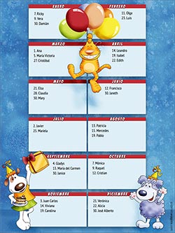 Tarjetas de cumpleaos para imprimir. Calendario perpetuo de cumpleaos - Mascotas