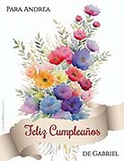 Tarjetas de cumpleaos para imprimir. Ramo de flores